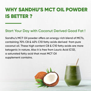 Sandhus’S MCT Oil Powder with Prebiotic Fiber| 35 Servings| Organic - 10.6 Oz