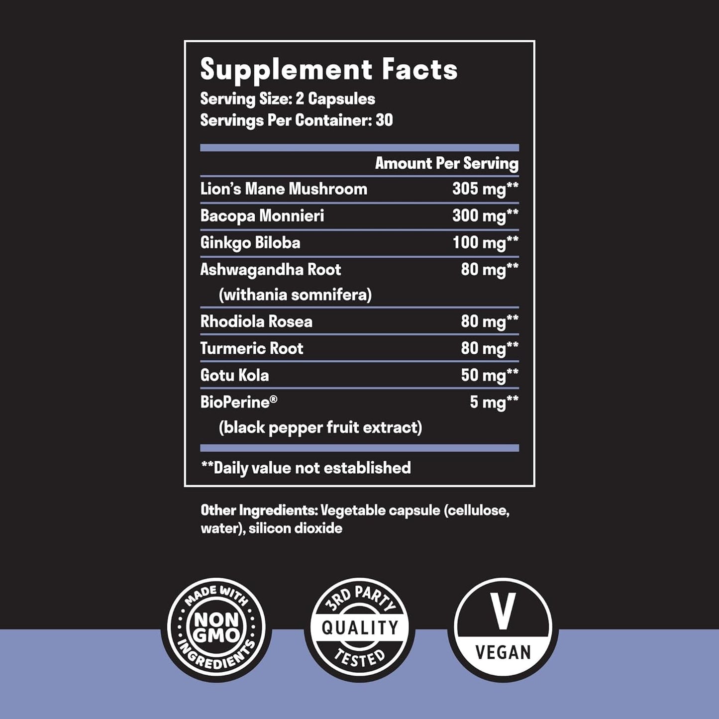 Brain Support Supplement - Natural Memory and Focus Supplement - 60 Capsules