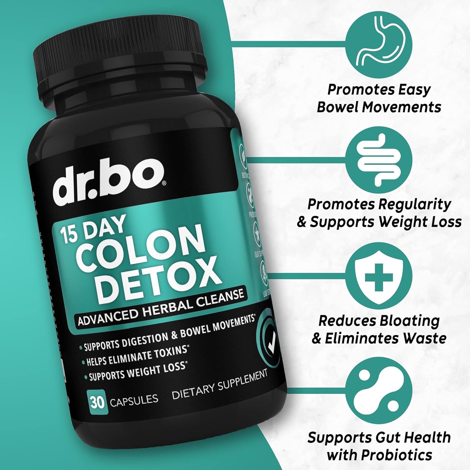 Colon Cleanser Detox for Weight Flush - 15 Day Intestinal Cleanse Pills & Probiotic