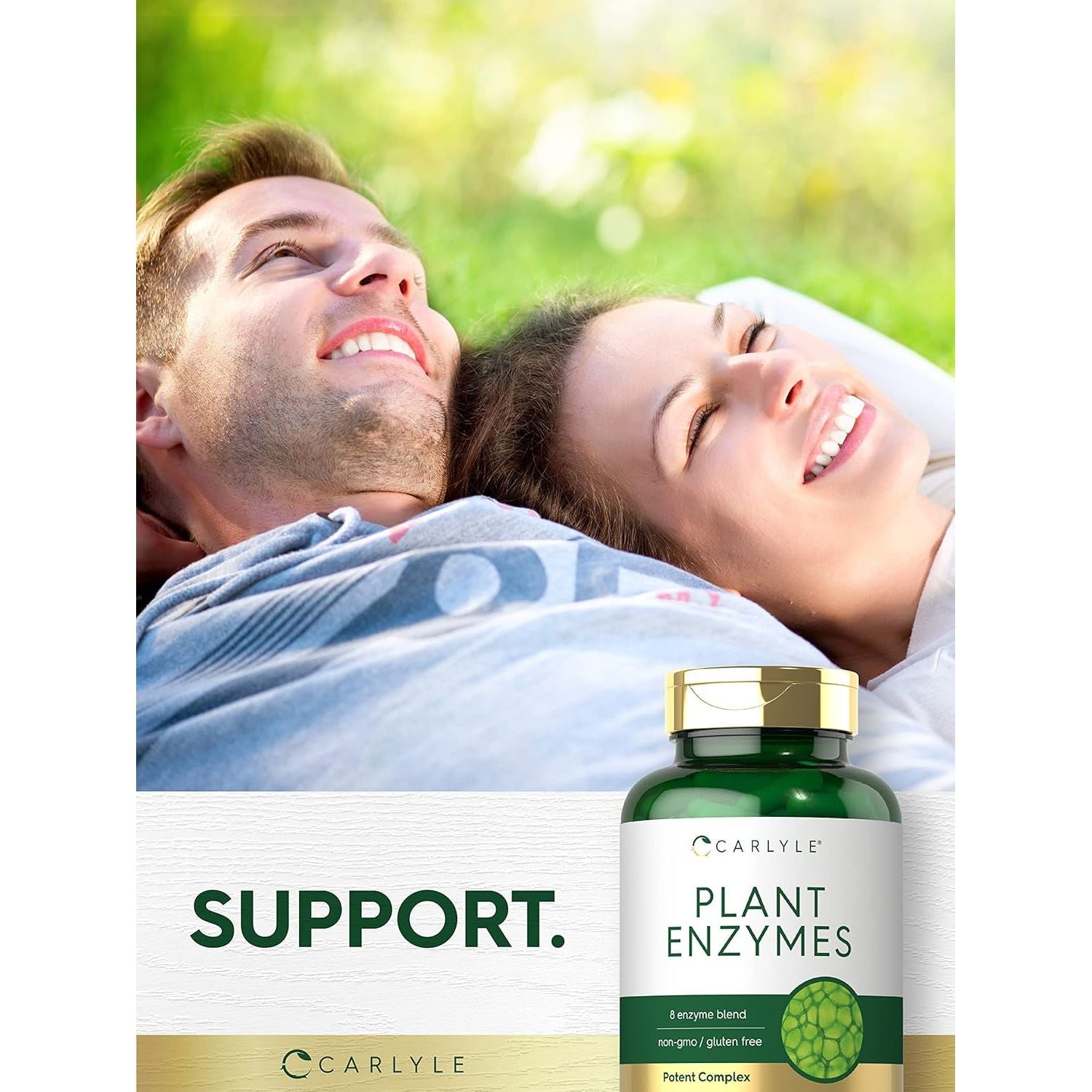 Carlyle Plant Enzymes with Protease, Papain, Lactase and Bromelain | 250 Capsules 