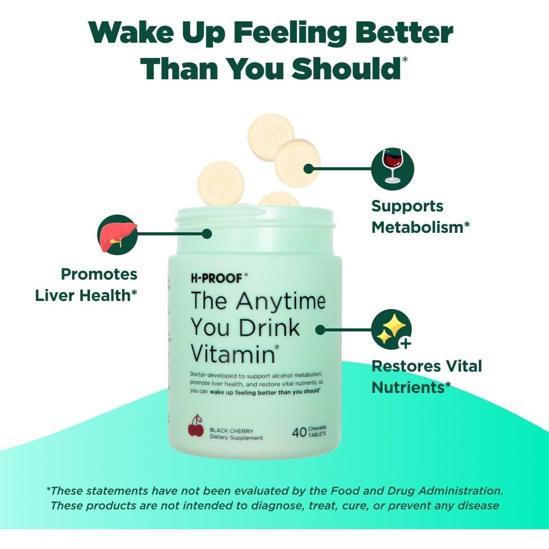 The Anytime You Drink Vitamin, Liver Health & Immunity Support - (20 Servings), Black Cherry Chewables