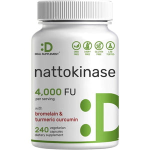 DEAL SUPPLEMENT Nattokinase 4,000 FU per Serving, 240 Capsules  Heart Health & Digestive Enzymes
