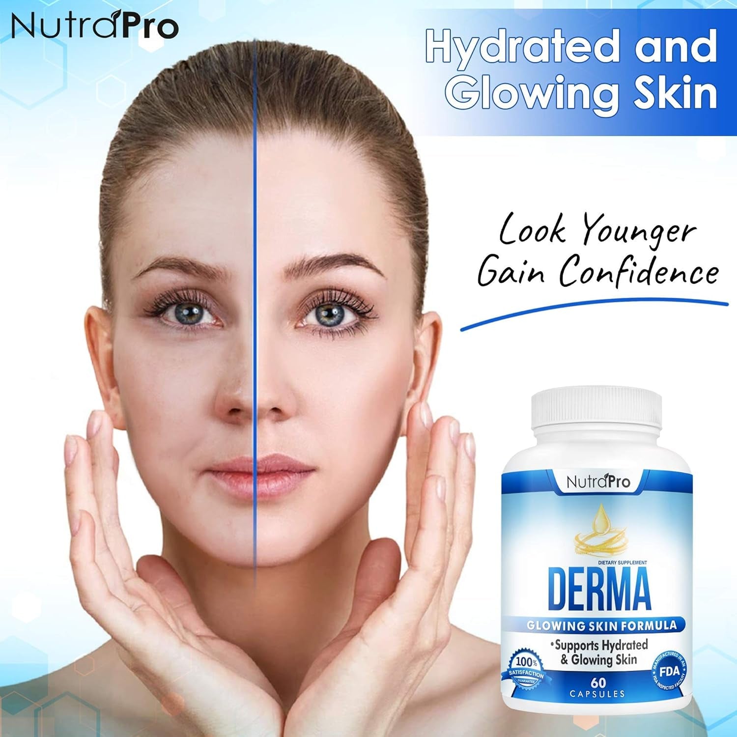 Dermal Repair Complex for Hydrated, Glowing Skin –Anti Aging Supplement 60 Liquid Capsules