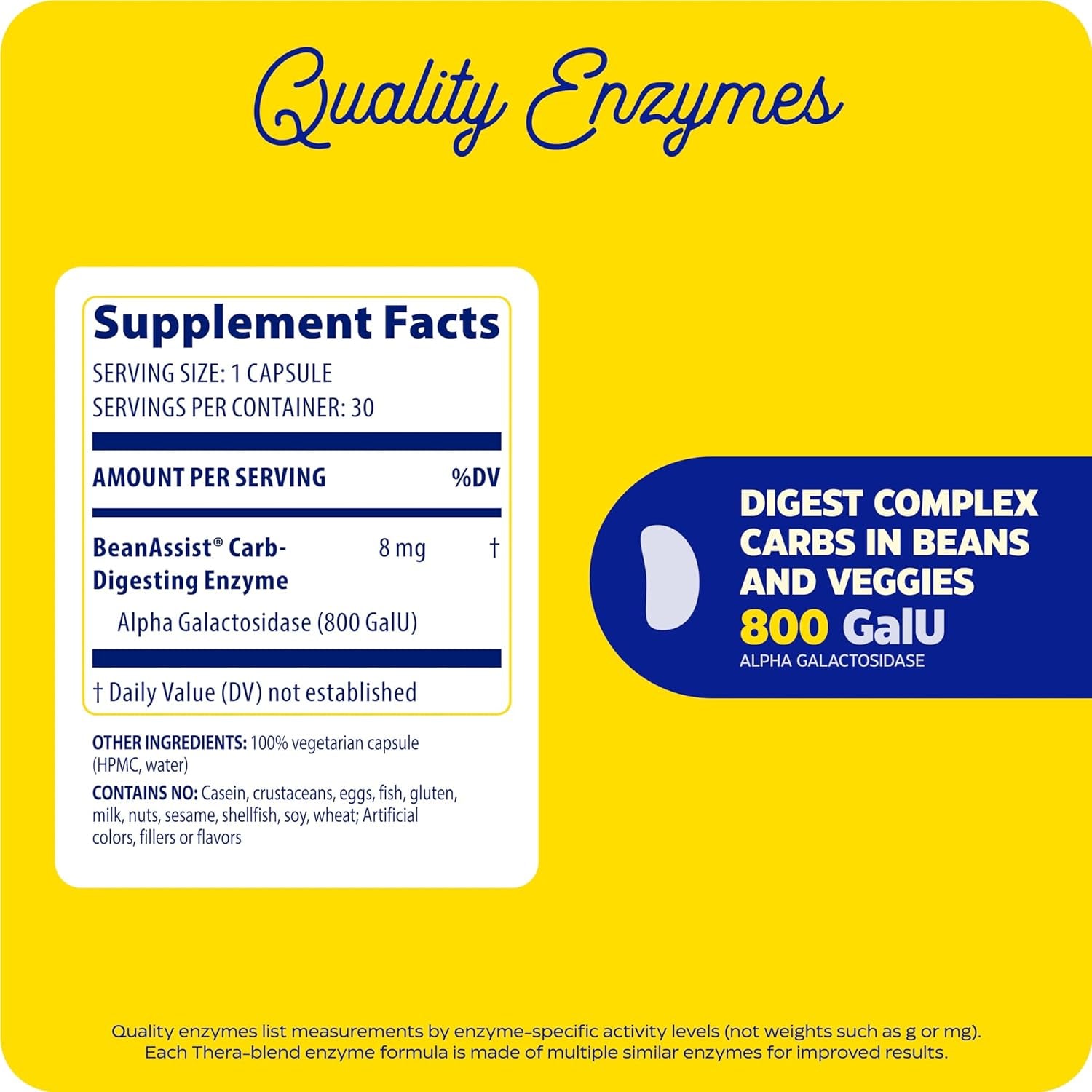 Enzymedica, Bean Assist, Fast-Acting Digestive Enzymes for Gas and Bloating, 30 Capsules