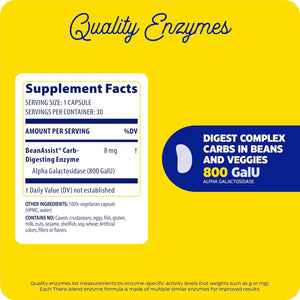 Enzymedica, Bean Assist, Fast-Acting Digestive Enzymes for Gas and Bloating, 30 Capsules