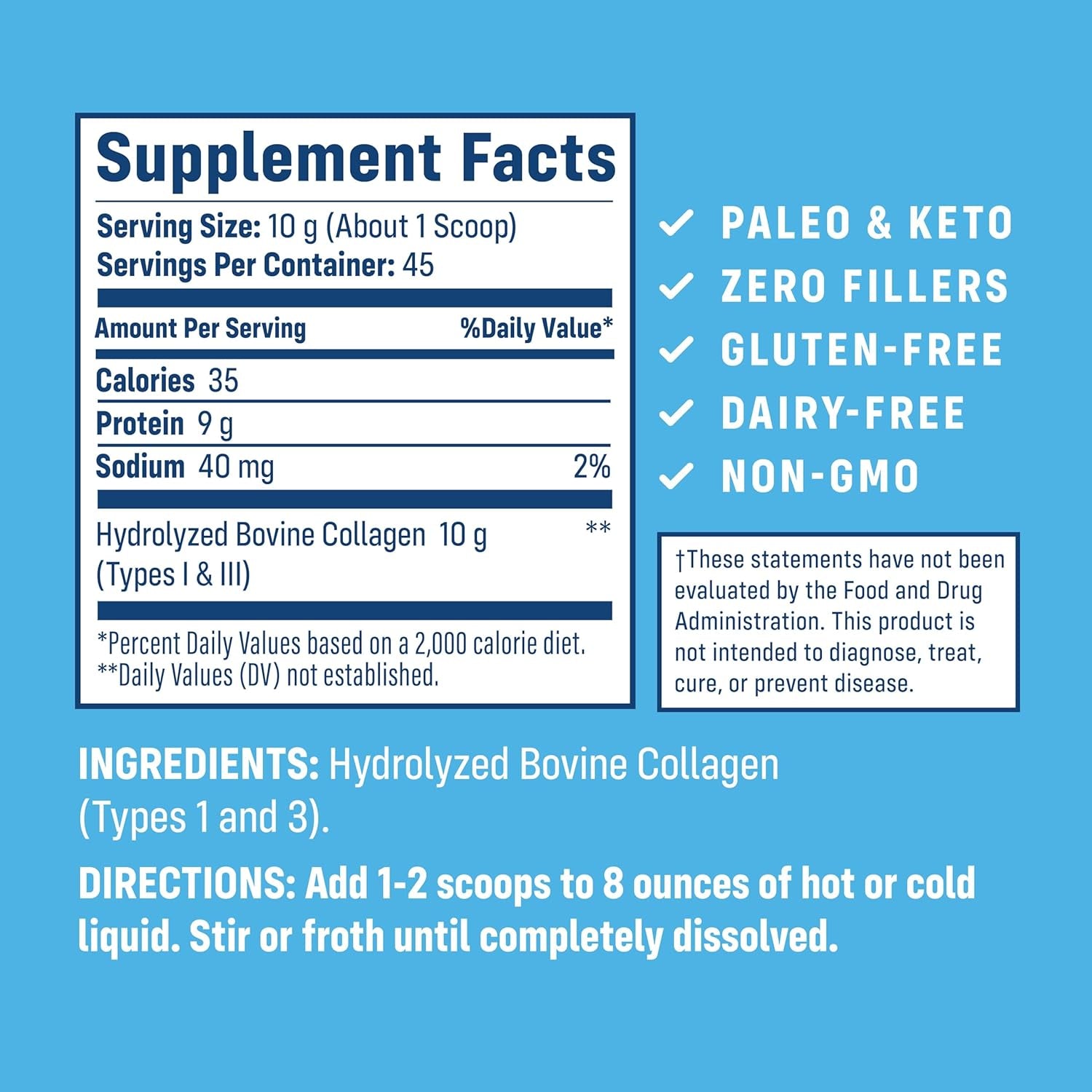 Nativepath Collagen Peptides Protein - Hydrolyzed Type 1 & 3 Collagen Powder for Skin, Hair, Nails - 15.9 Oz (45 Servings)