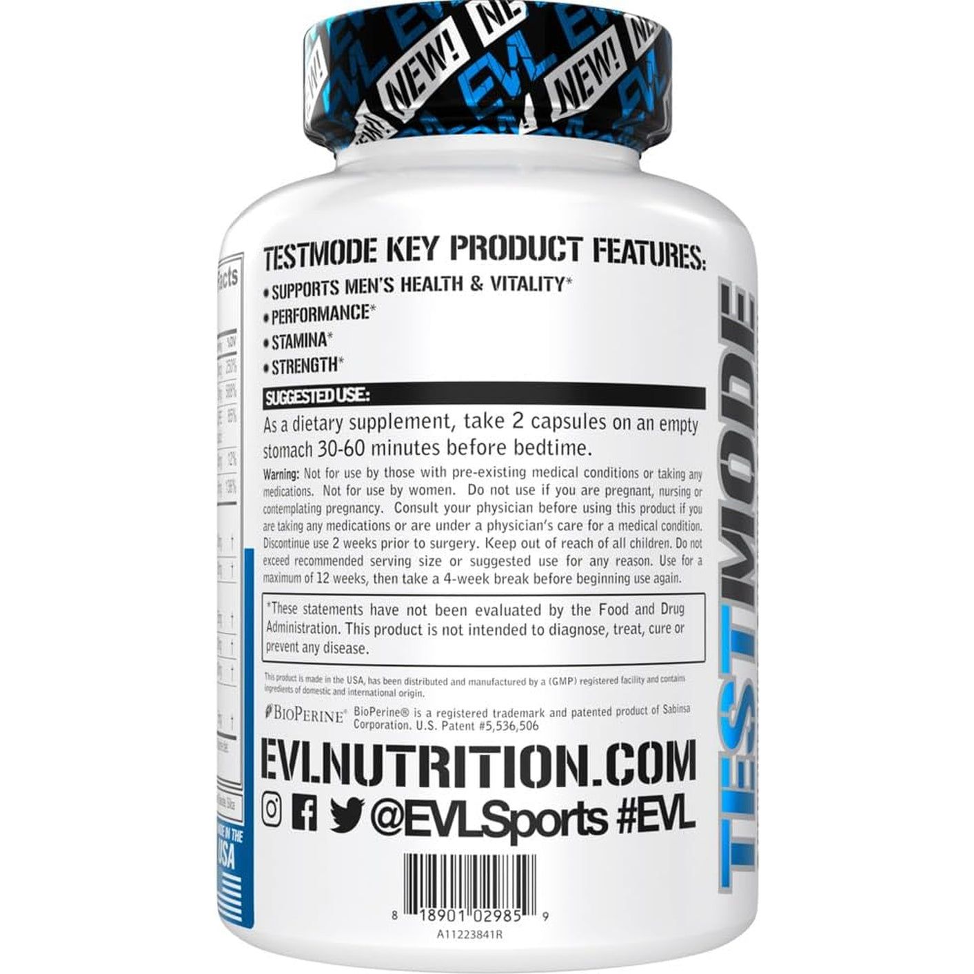 Evlution Nutrition Testmode - Complete Testosterone Support for Men’S Health & Vitality 50 Servings 