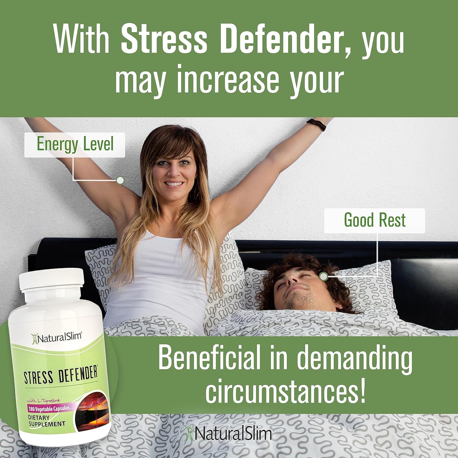 Naturalslim Stress Relief Supplement - High Cortisol Reducer, Control Cravings, Sleep & Metabolism Support 180 Vegetable Capsules