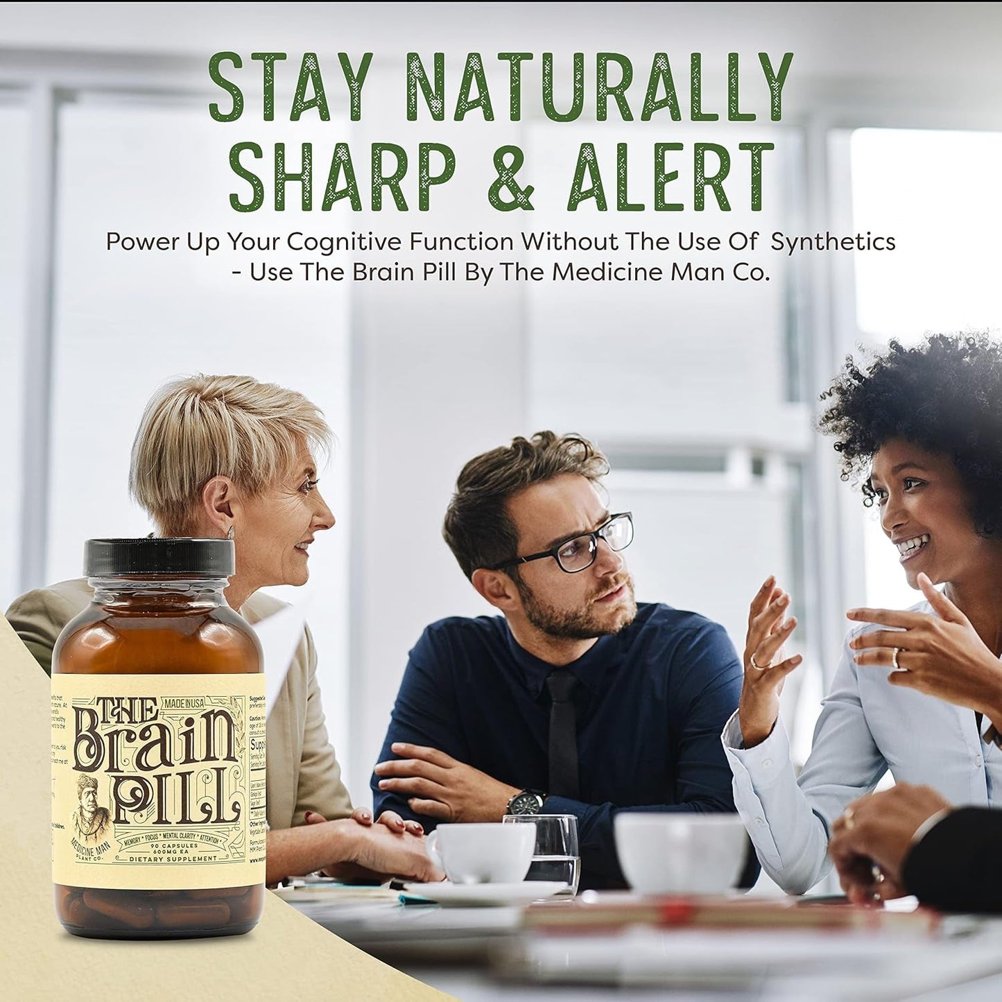 The Brain Pill - Brain Booster Supplement for Focus, Memory, Clarity, Energy 90 Capsules 