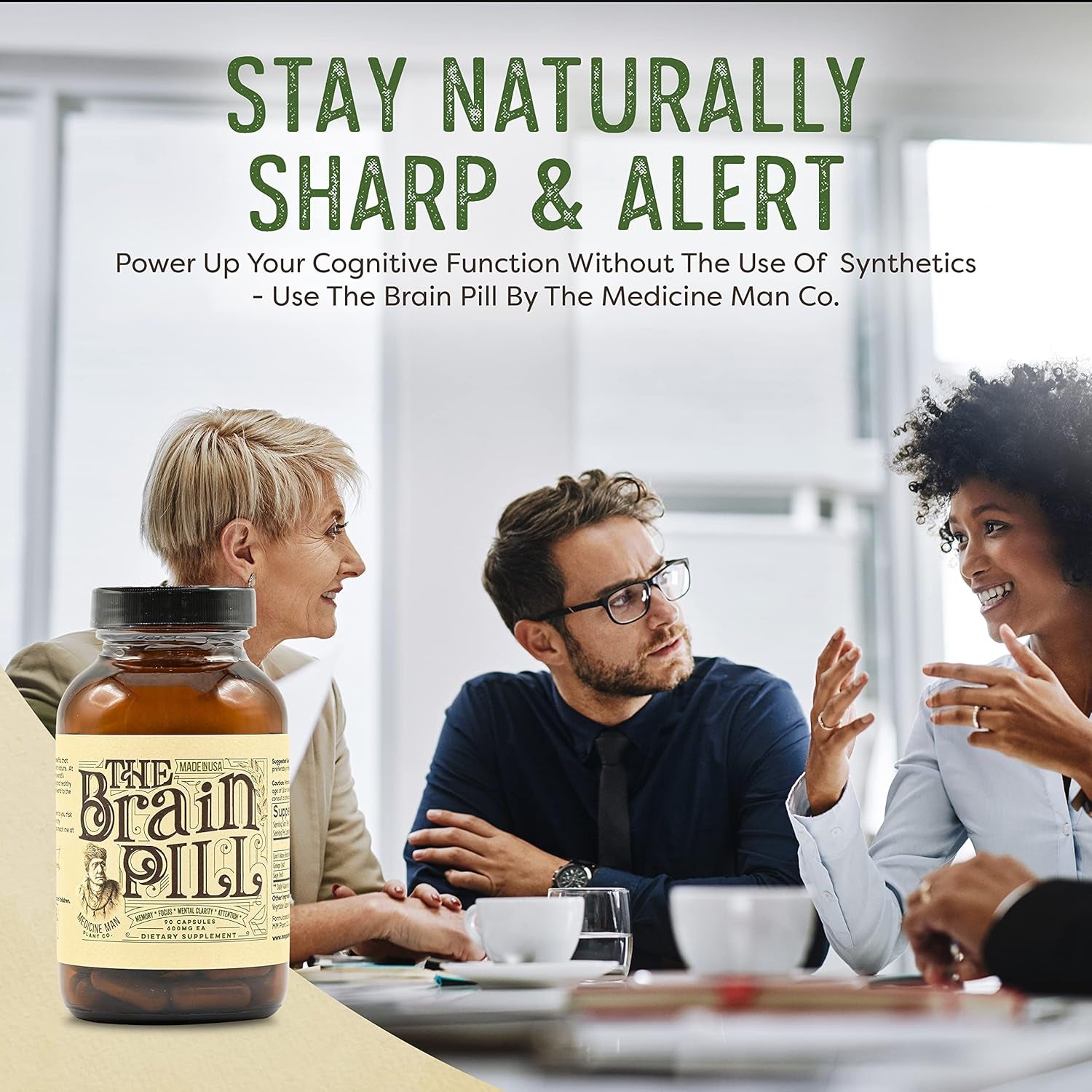 The Brain Pill - Brain Booster Supplement for Focus, Memory, Clarity, Energy 90 Capsules 