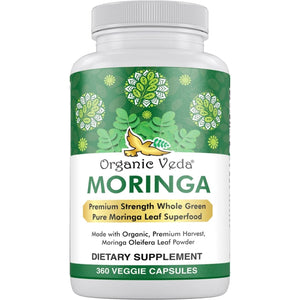 Organic Veda Moringa Leaf Powder Capsules, 1000Mg - Energy, Sleep & Immunity Support 360 Count