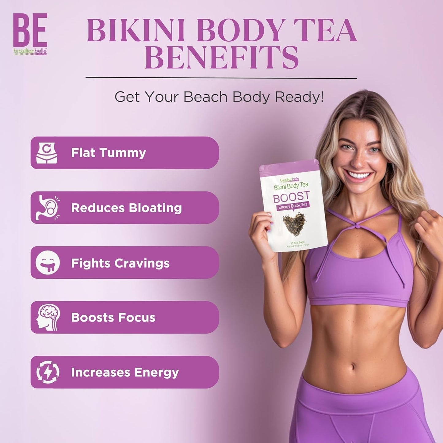 Bikini Body Slimming Detox Tea - Laxative-Free Colon Cleanse Tea to Support a Healthy Weight (30 Count)