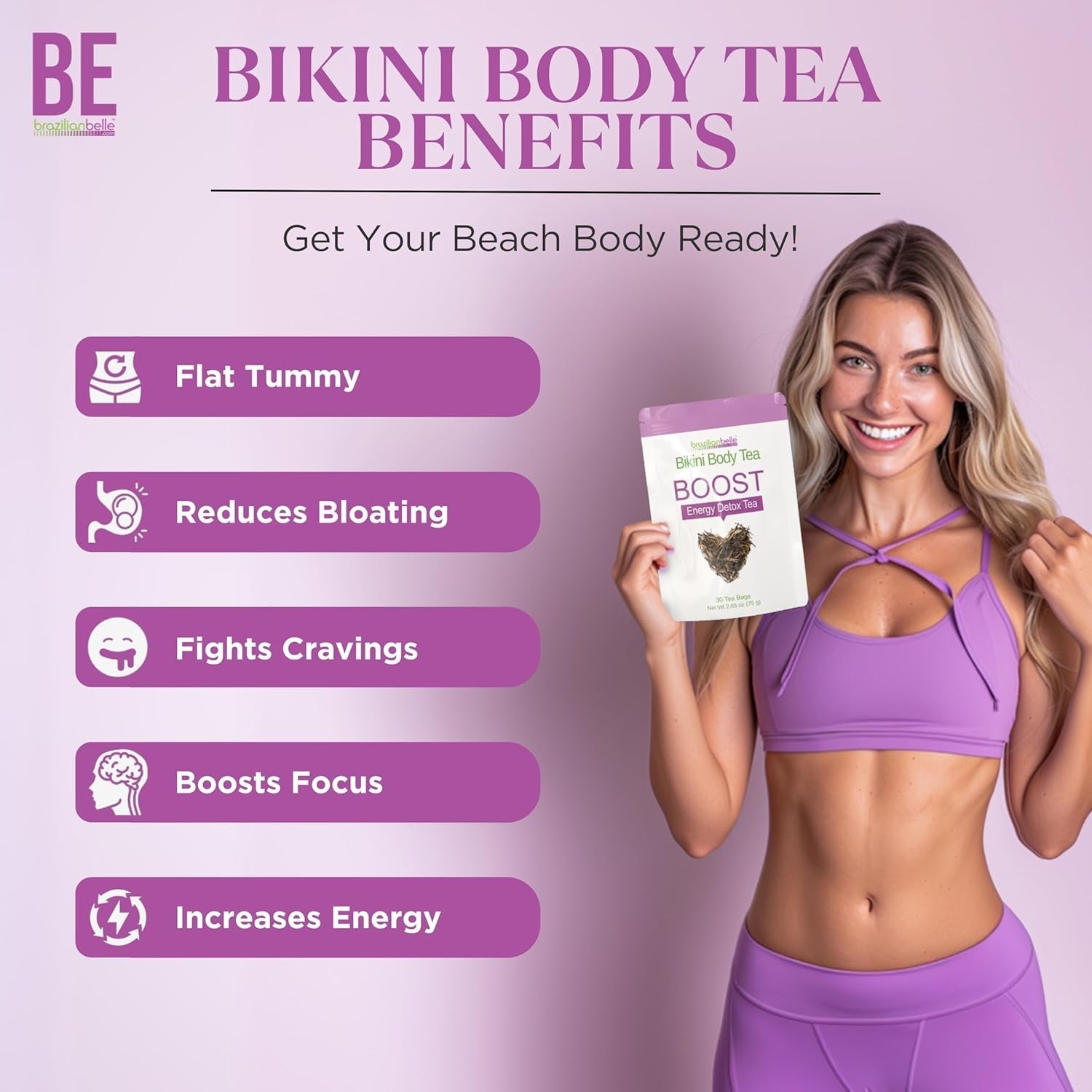 Bikini Body Slimming Detox Tea - Laxative-Free Colon Cleanse Tea to Support a Healthy Weight (30 Count)