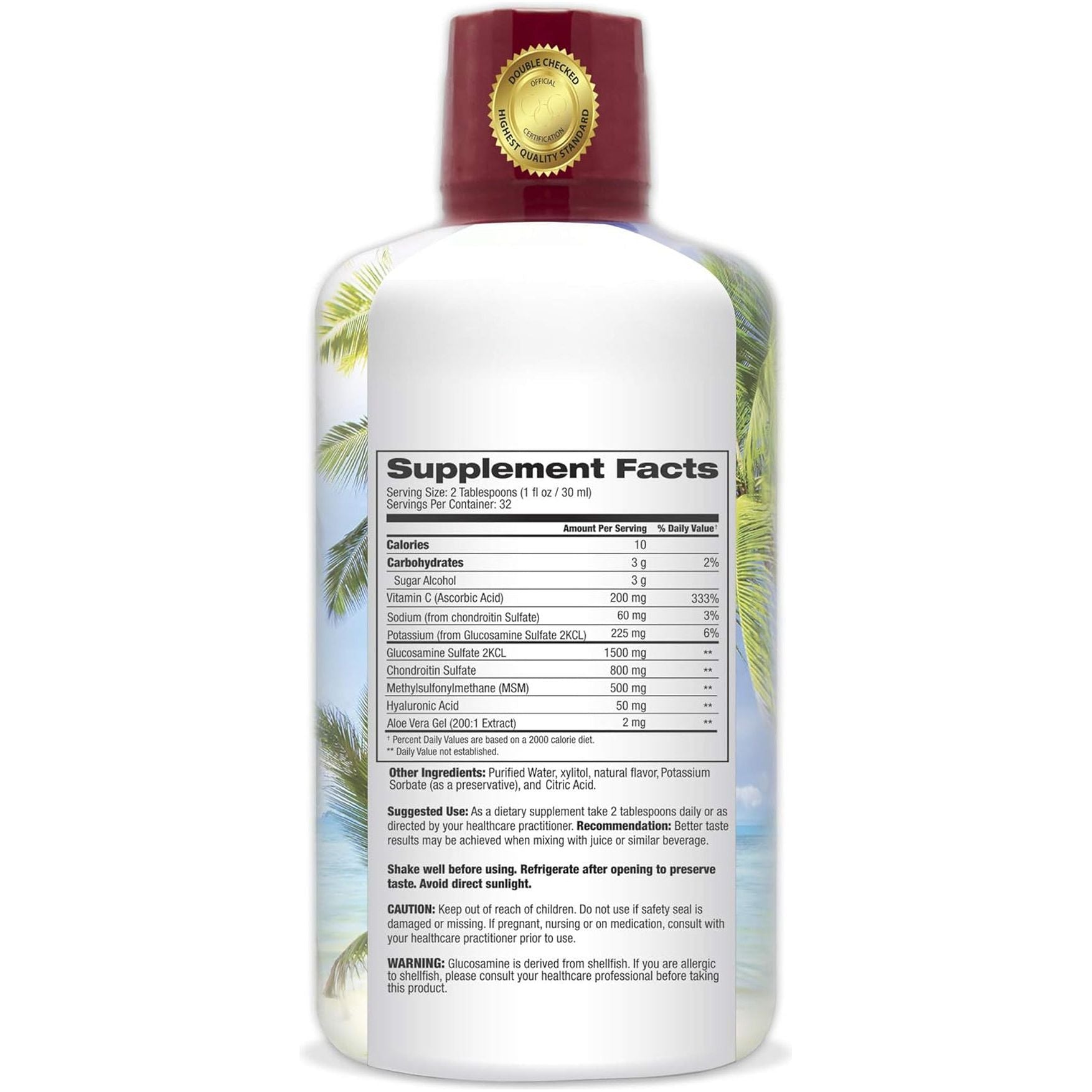 Joint Complete Premium- Liquid Joint Supplement W/Glucosamine, Chondroitin, MSM, Hyaluronic Acid  32Oz, 32 Serv