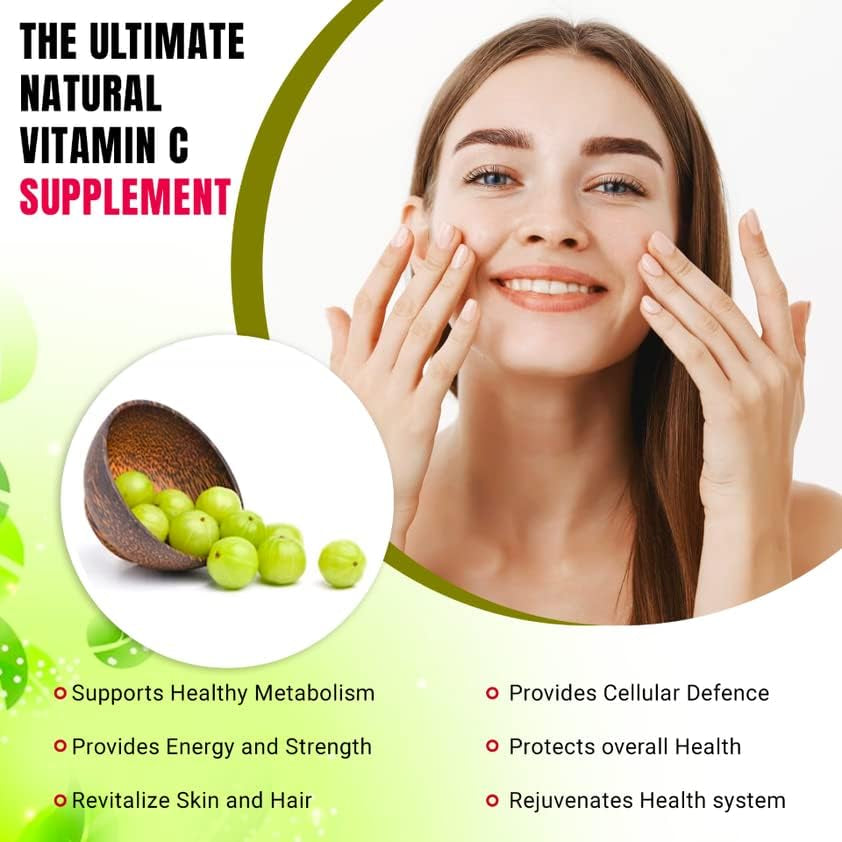 AMLA Capsules. 1000Mg - Natural Vitamin C and Antioxidants 120 Veg Capsules