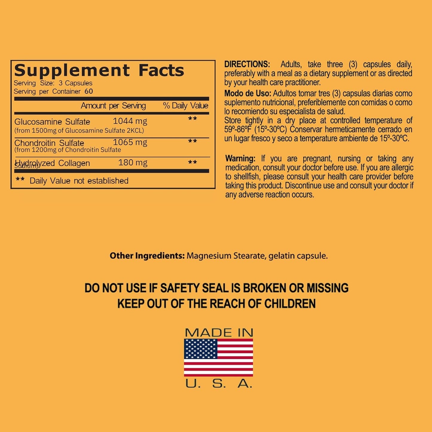 ARYMAR Glucosamine & Chondroitin with Collagen, Supports Joint Health (180 Capsules)