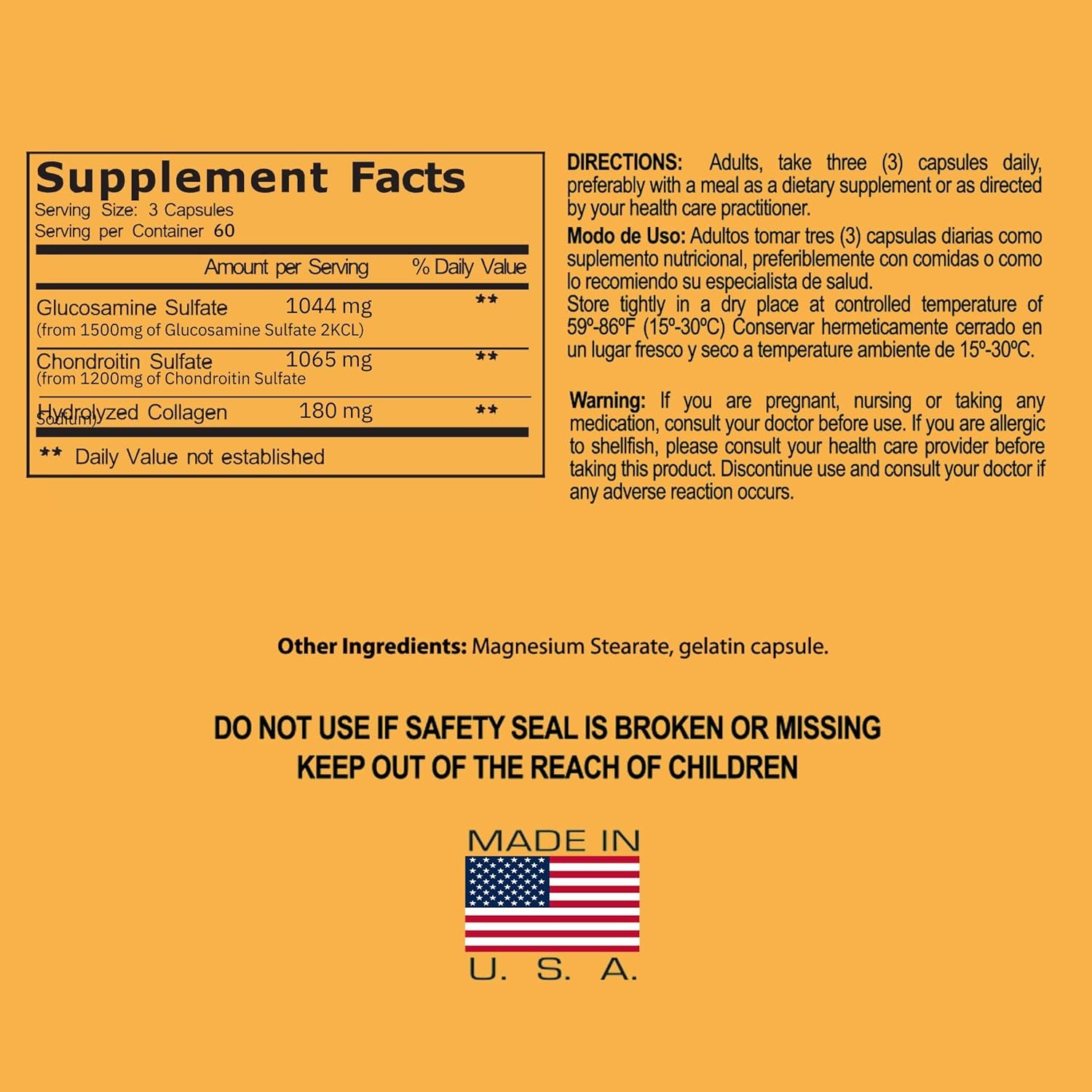 ARYMAR Glucosamine & Chondroitin with Collagen, Supports Joint Health (180 Capsules)