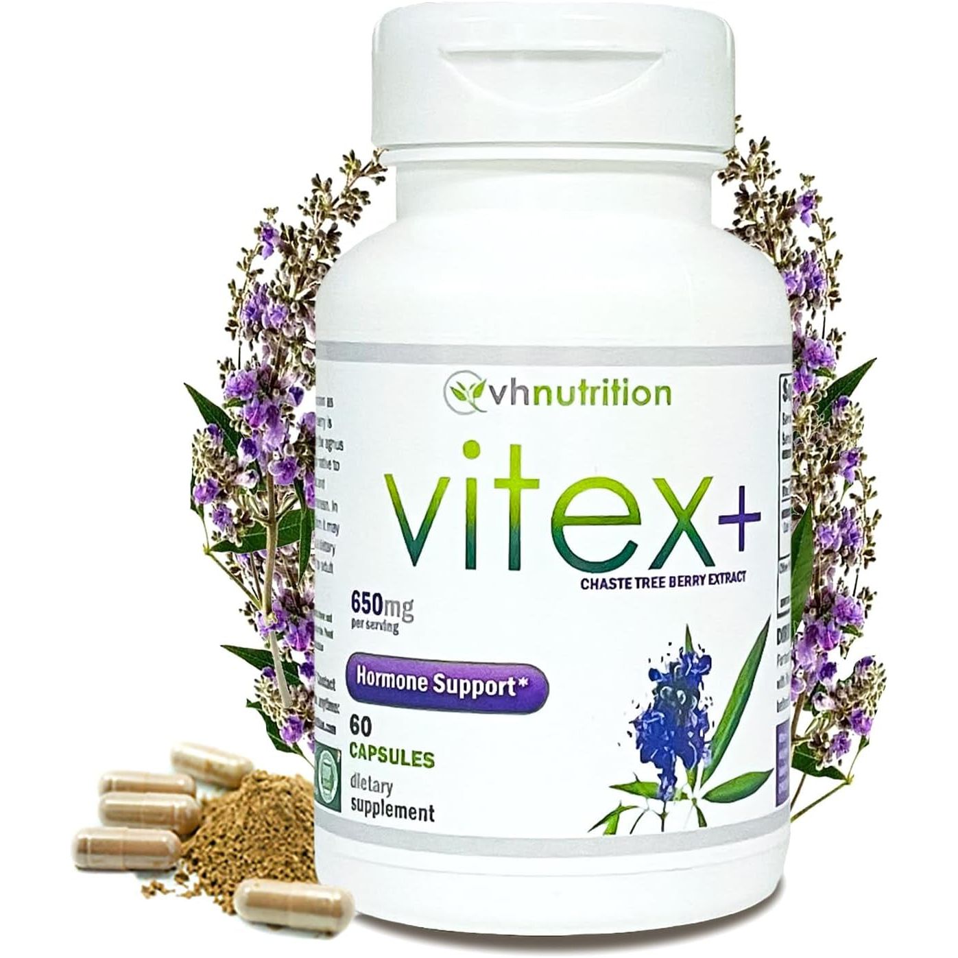 VH Nutrition VITEX+ | Vitex Chasteberry Supplement for Women - Hormonal Balance* and Fertility Support* 650Mg - 60 Capsules