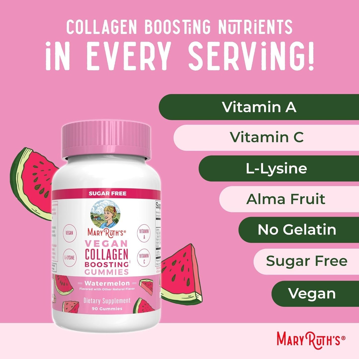 Maryruth Organics Vegan Collagen for Women & Men, Collagen Boosting Gummies, 90 Servings
