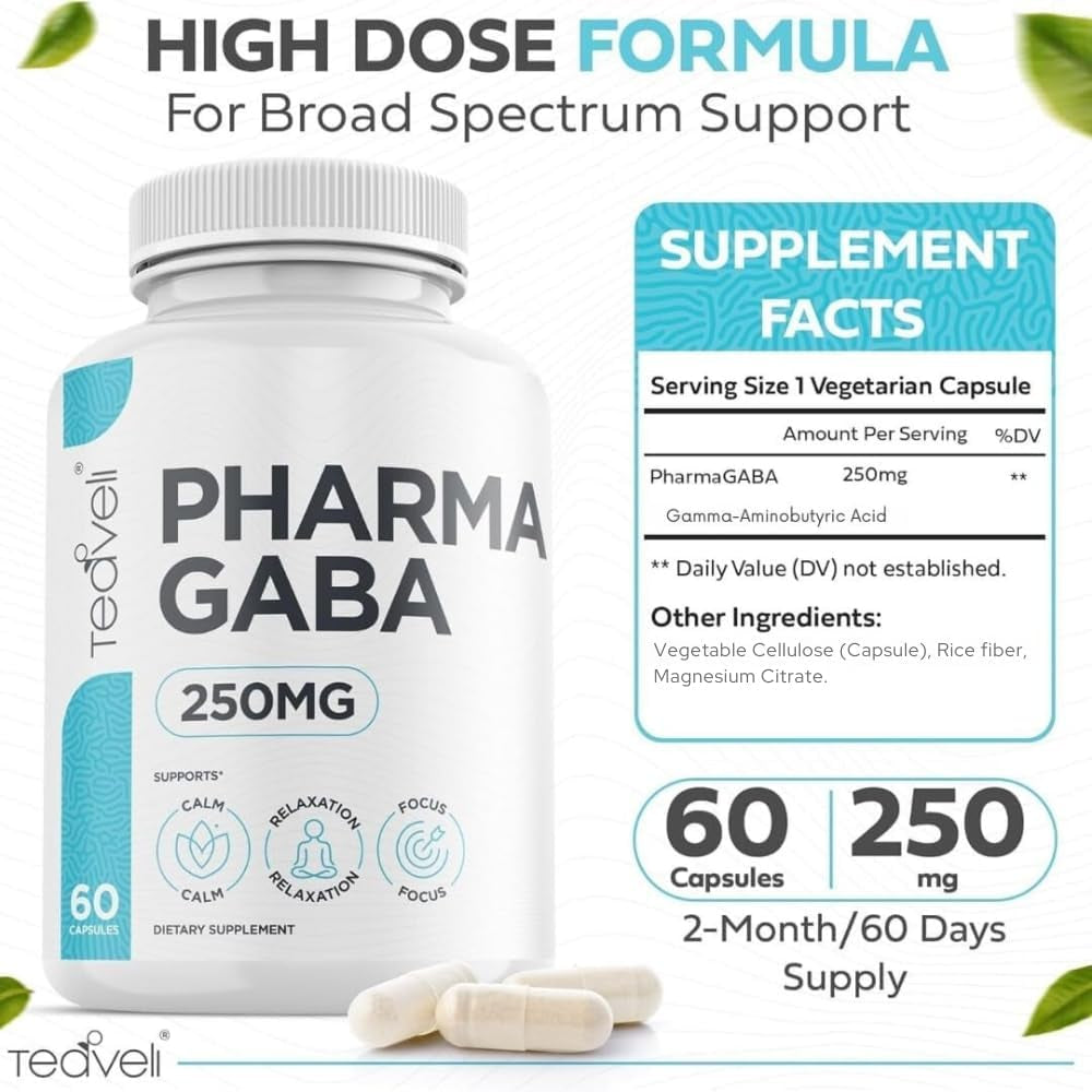 Pharma GABA 250 Mg – Clinically Proven to Support Relaxation, Cognitive Health, Sleep & Focus