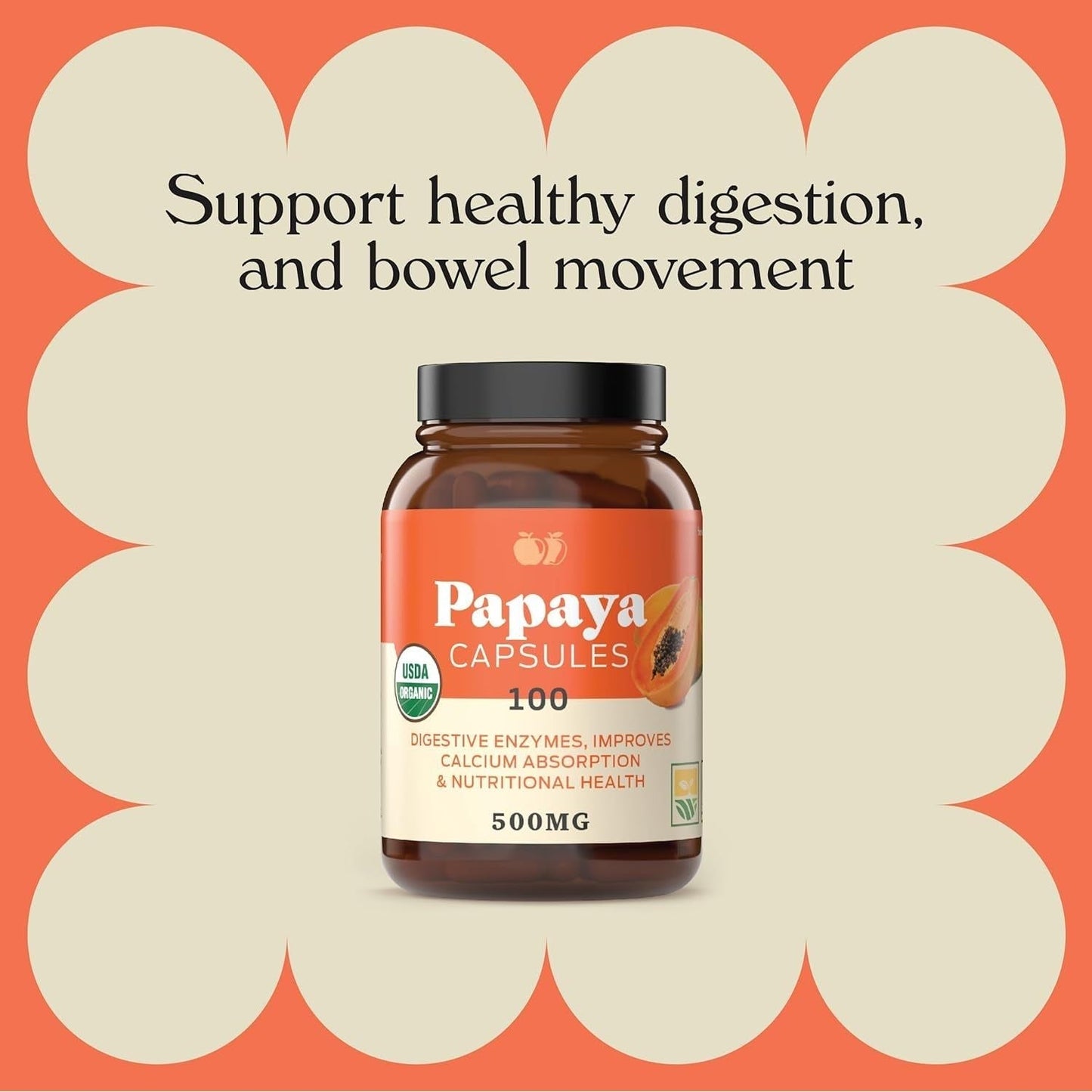 Complete Natural Products Organic Papaya Enzymes & Papain Enzyme Capsules - 500Mg 100 Pills,