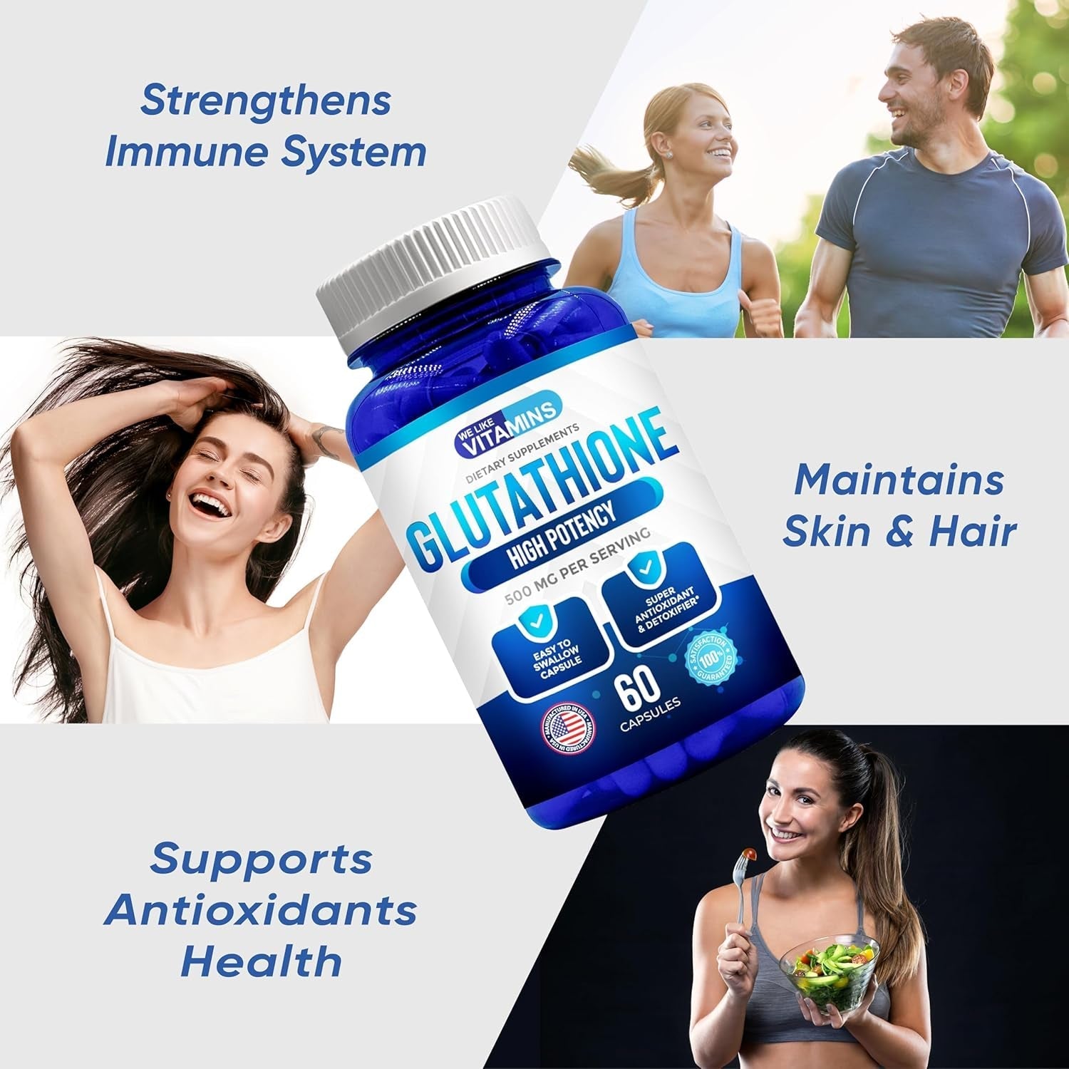 We like Vitamins L Glutathione Supplement 500Mg | Glutathione for Antioxidant 60 Capsules