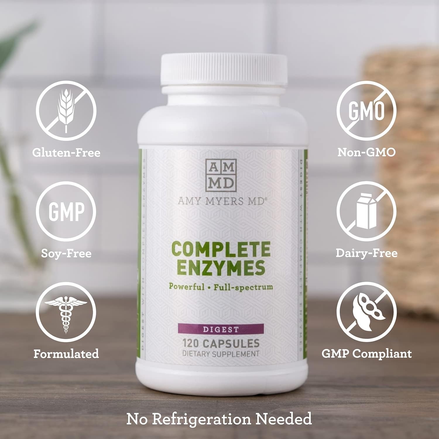 Amy Myers MD Digestive Enzymes for Digestion Aid - 19 Enzymes for Gut Health, Bloating & Stomach Issues 120 Caps