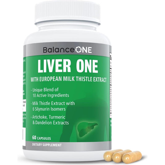 Balance ONE Liver Support Supplement with Milk Thistle Extract, Dandelion Root & Molybdenum 1 Month Supply