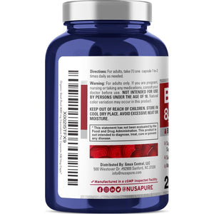 Nusapure Beet Root 8,000Mg per Caps (Vegan, Non-Gmo, Extract 20:1, Vegan) Black Pepper - 200 Veggie Caps