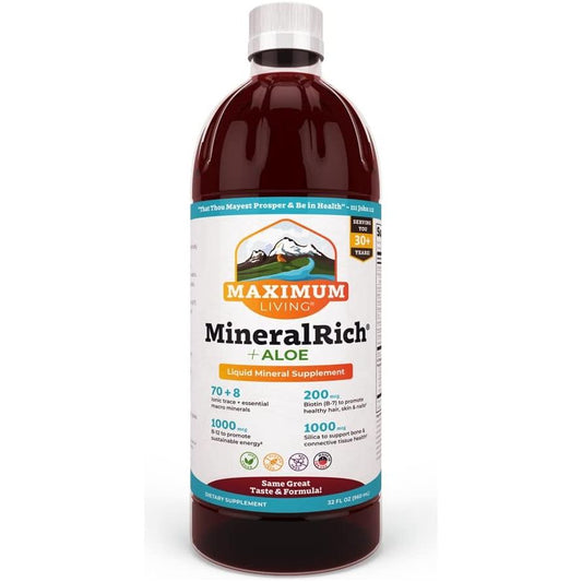 Mineralrich Minerals Supplement with Aloe - Liquid Blend of Vitamins and Trace Minerals - 32 Oz