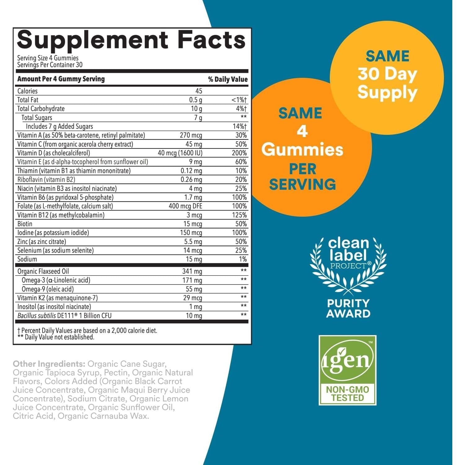 Smartypants Multivitamin for Men, Organic Gummies: Probiotics, for Immune Support, 120 Gummies (30 Day Supply)