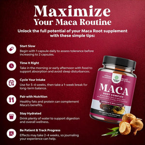 Organic Maca Root Capsules for Women - Non-Gmo Certified Vegan and Gluten-Free  - 120Ct