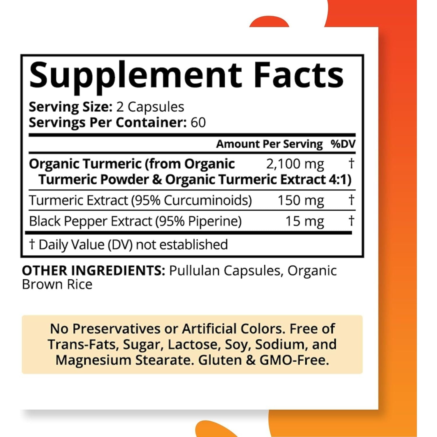 Organic Turmeric Curcumin with Black Pepper Bioperine 2,250 Mg - Antioxidant Joint Supplement, Muscle & Brain Support 120 Capsules
