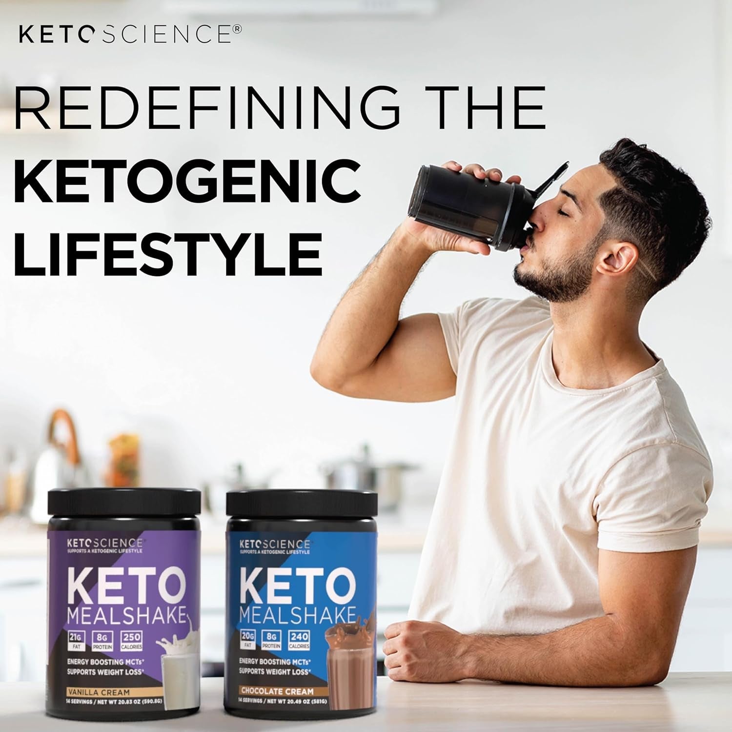 Keto Science Ketogenic Meal Shake Chocolate Supplement, (14 Servings), 20.49 Oz