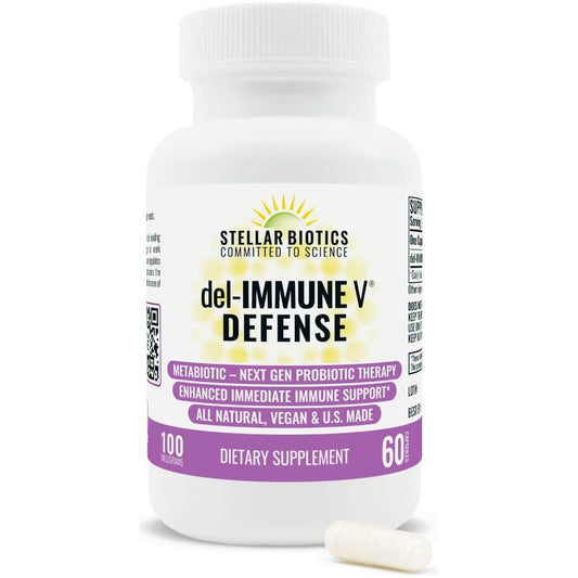 Del-Immune V® Defense by Stellar Biotics, All-Natural Immune Support & Gut Health (60 Caps)