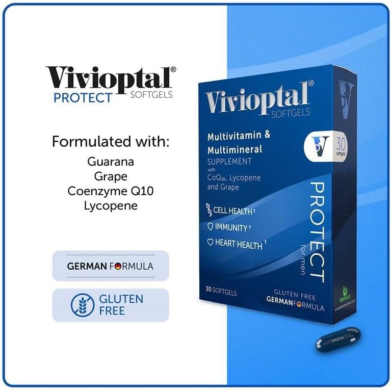 Vivioptal for Men, Multivitamin & Multimineral, Gluten Free, German Formula 30 Capsules