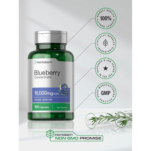 Horbäach Blueberry Extract Supplement | 150 Capsules | Blueberry Concentrate | Non-Gmo, Gluten Free