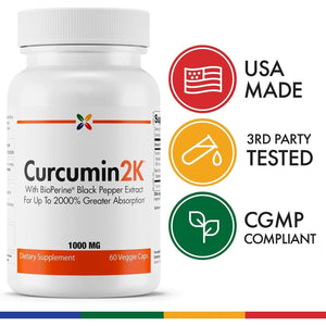 Stop Aging Now - Curcumin2K Formula with Bioperine Black Pepper Extract - 60 Veggie Caps