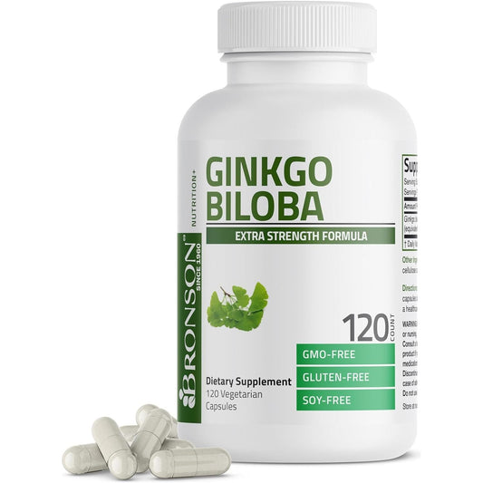 Bronson Ginkgo Biloba Extra Strength Supports Brain Function & Memory Support, 120 Vegetarian Capsules