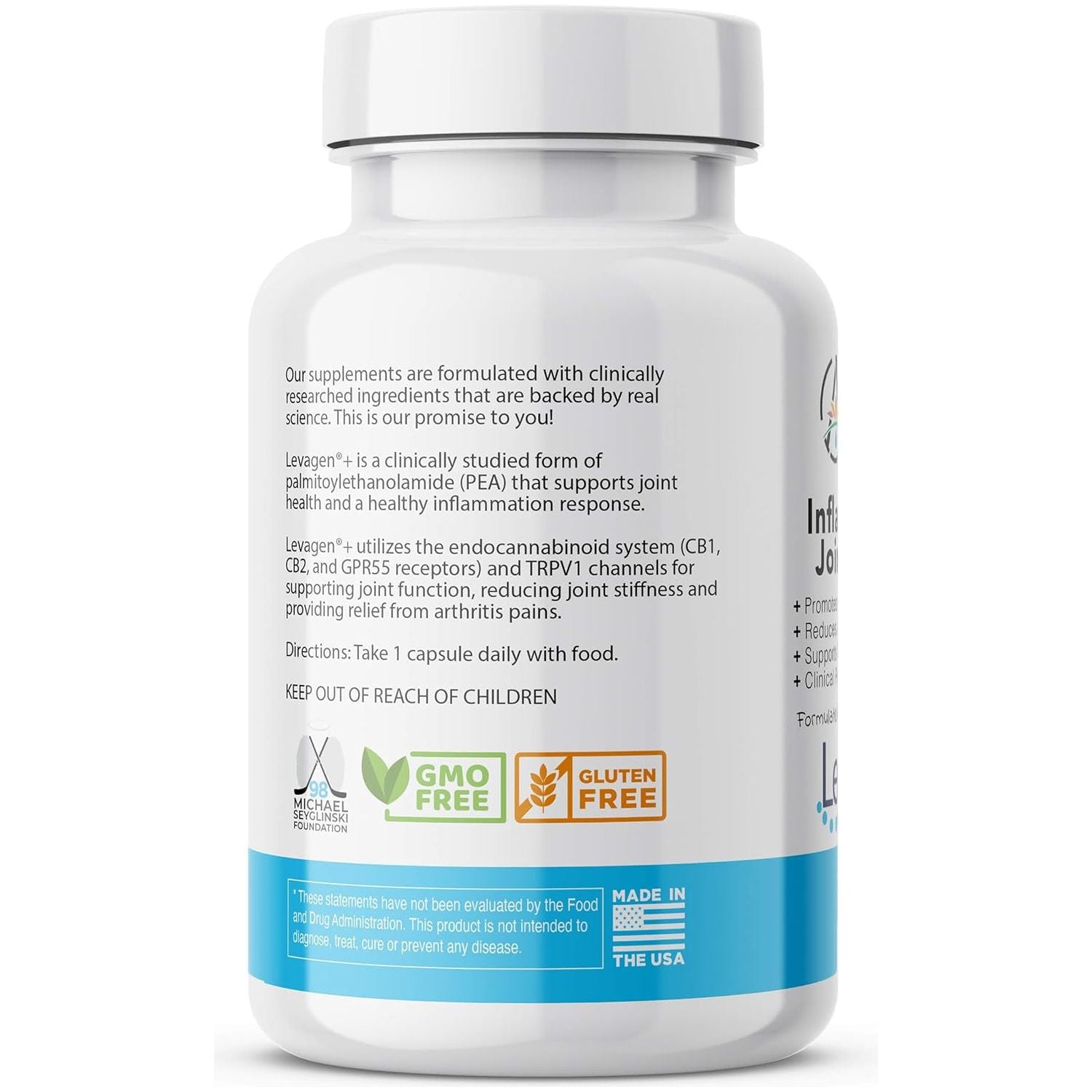 Levagen Inflammation Supplement - Joint Support and Comfort, Reduce Joint Pain and Stiffness  30 Vegan Capsules