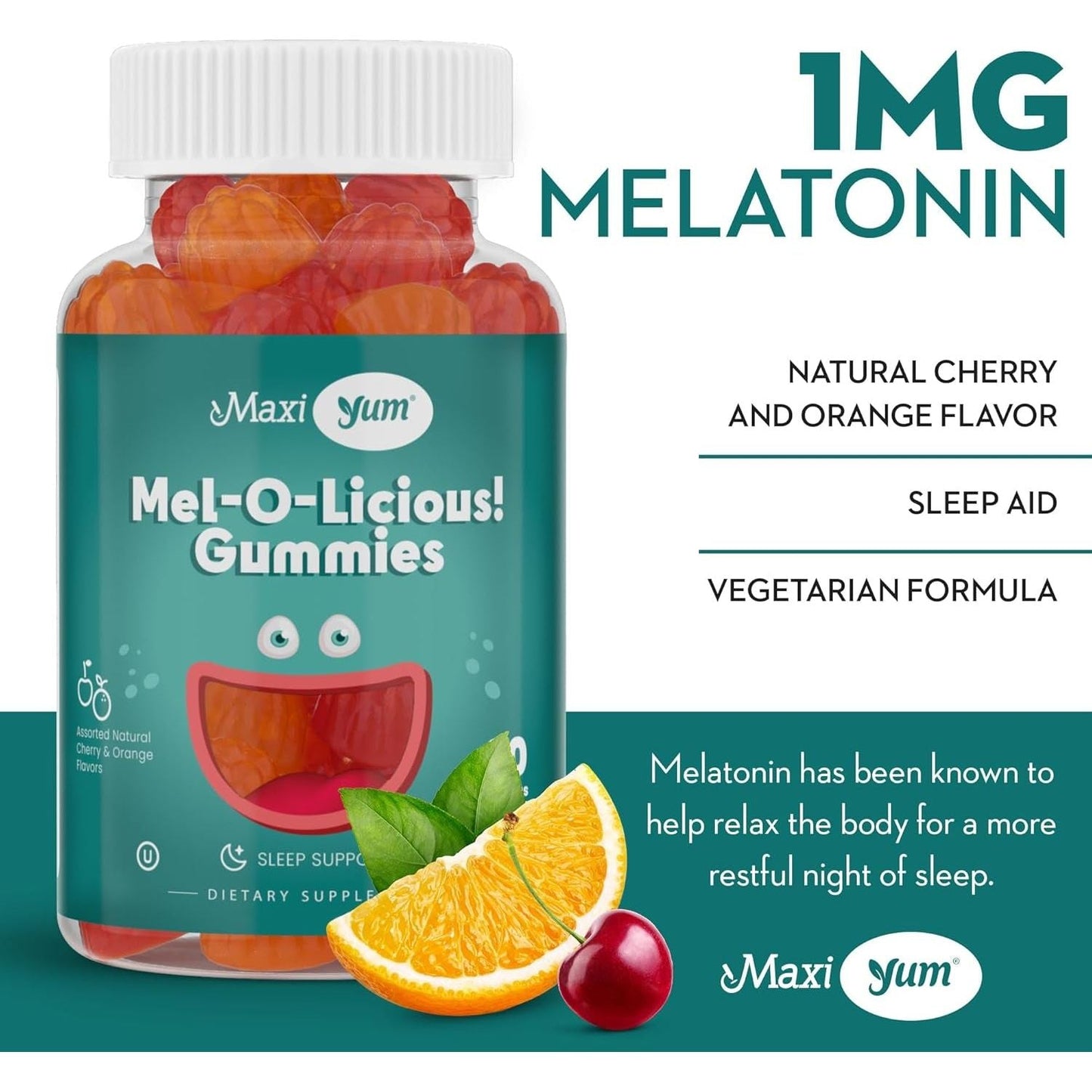 Melatonin Gummies for Kids - Restful Nighttime Support Supplement 60 Count