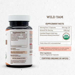 Secrets of the Tribe Wild Yam USDA Organic Capsules 1000 Mg Hormone Support Supplement (60 Capsules)