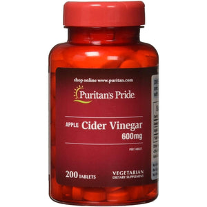 Puritan'S Pride Apple Cider Vinegar 600 Mg, Vegetarian Dietary Supplement, 6 Month Supply, 200 Tablets
