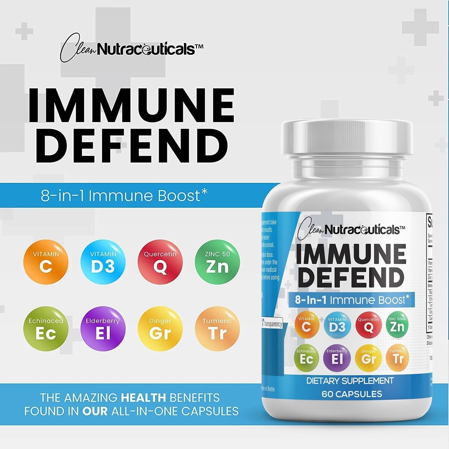 Clean Nutraceuticals Immune Defense Support Supplement - 60 Count
