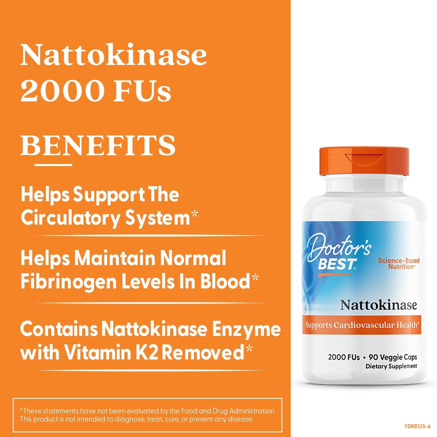 Doctor'S Best Nattokinase 2,000 Fu, Supports Cardiovascular and Circulatory Health, 90 VC