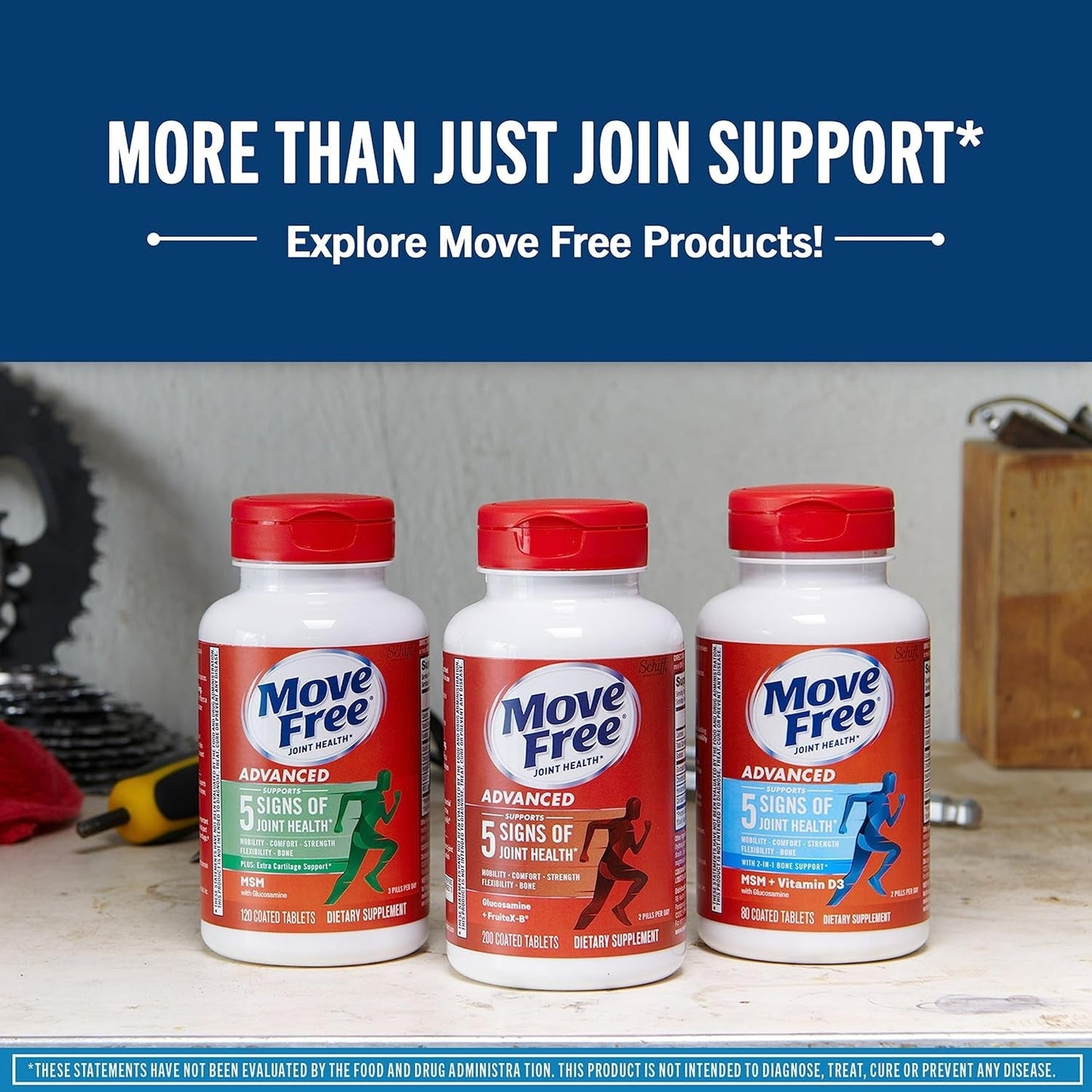 Move Free Advanced Glucosamine Chondroitin MSM + Vitamin D3 Joint Support Supplement, 120 Tablets (60 Servings)