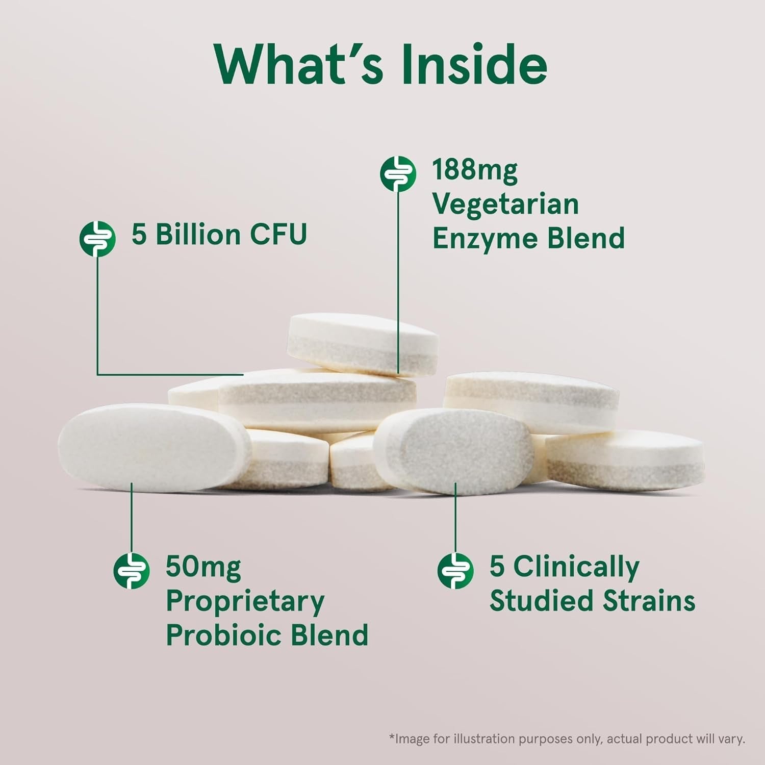Jarrow Formulas Jarro-Dophilus Digest Sure Tablets, (5 Billion CFU) for Immune Support, 30 Day Supply
