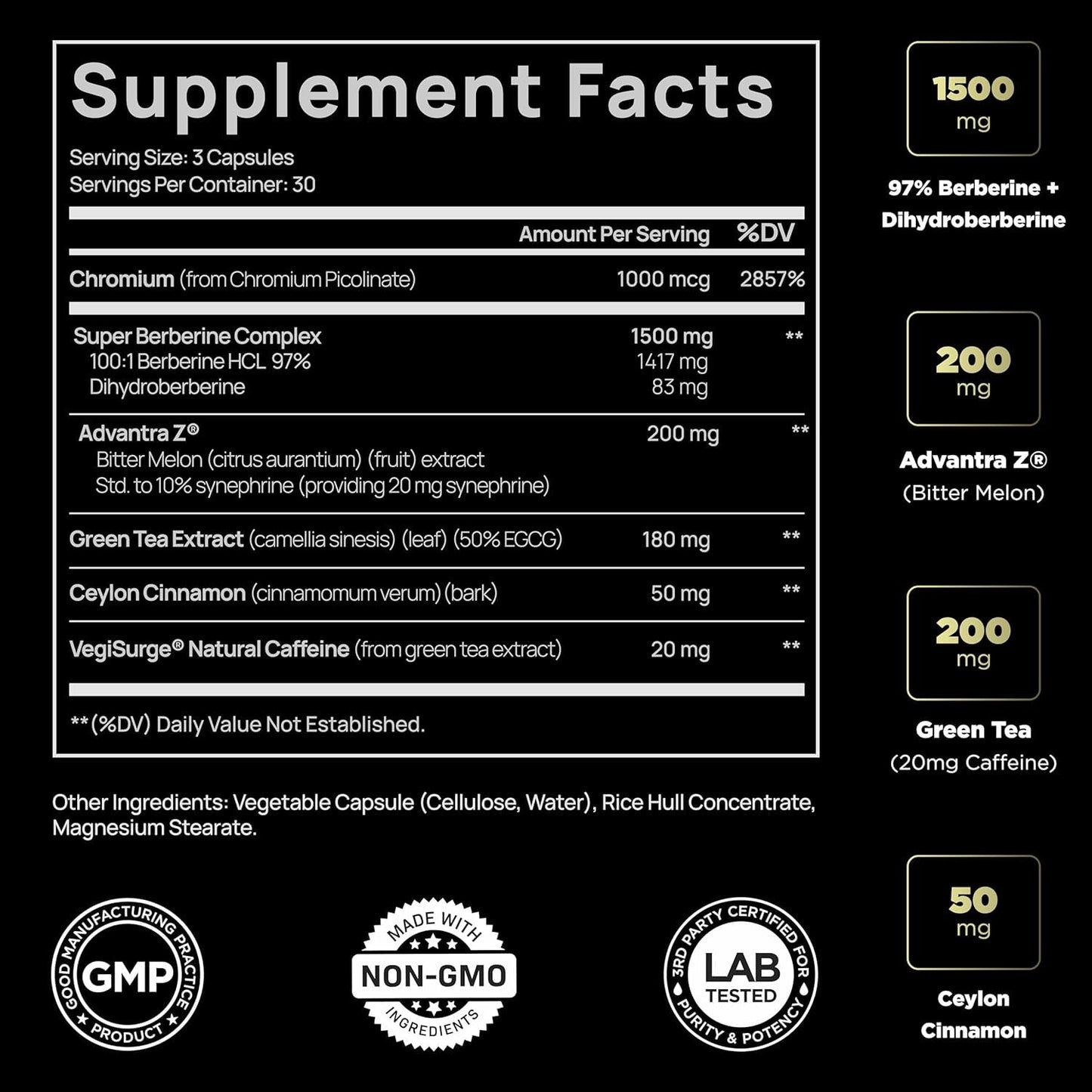 141,500Mg Berberine GLP-1 Weight Loss Supplement 100X Strength Berberine - Appetite Suppressant Pills for Women