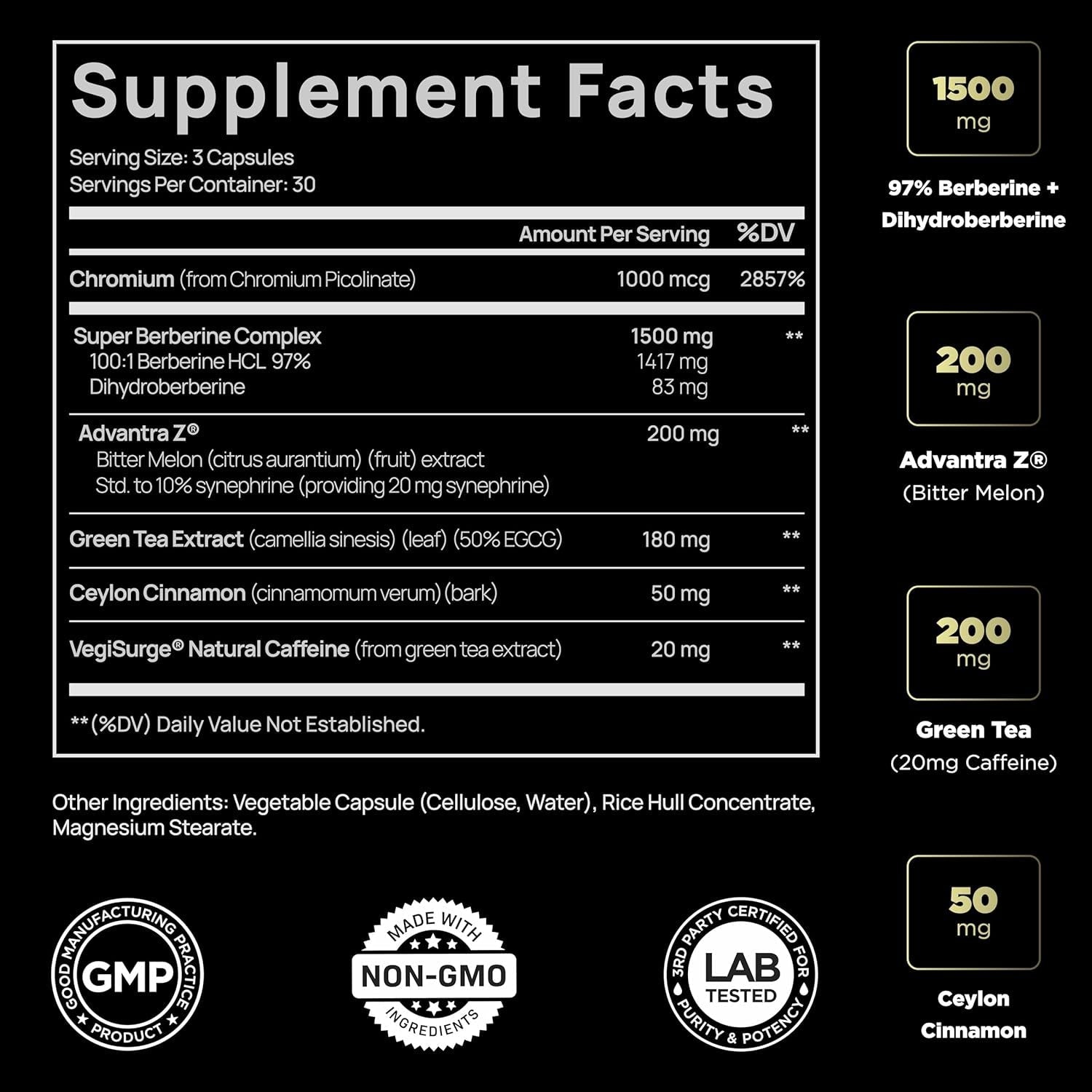 141,500Mg Berberine GLP-1 Weight Loss Supplement 100X Strength Berberine - Appetite Suppressant Pills for Women