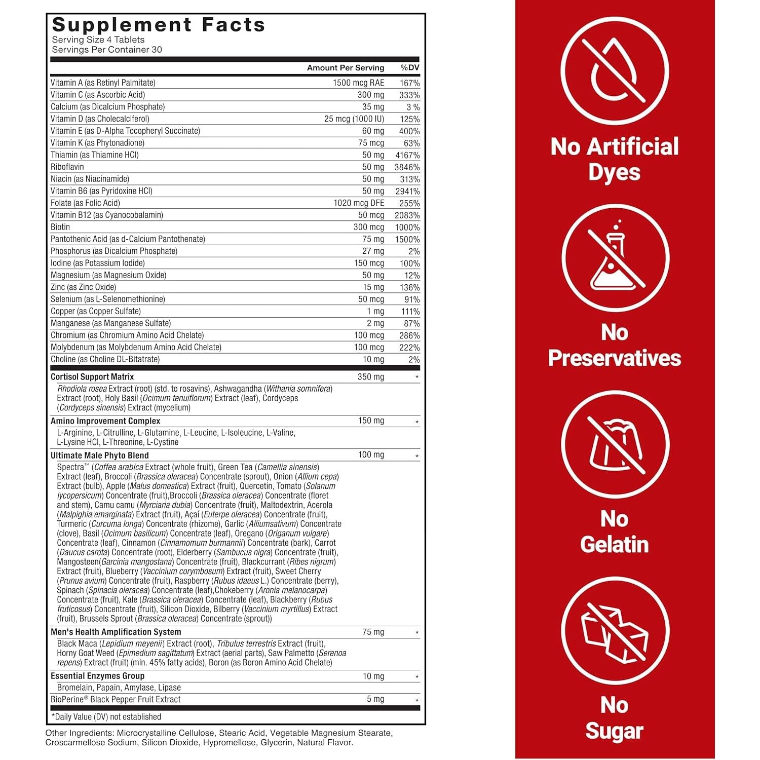 FORCE FACTOR Test X180 Multivitamin, Testosterone Booster Supplement, Support Muscle, Strength, Performance & Vitality 120 Tablets